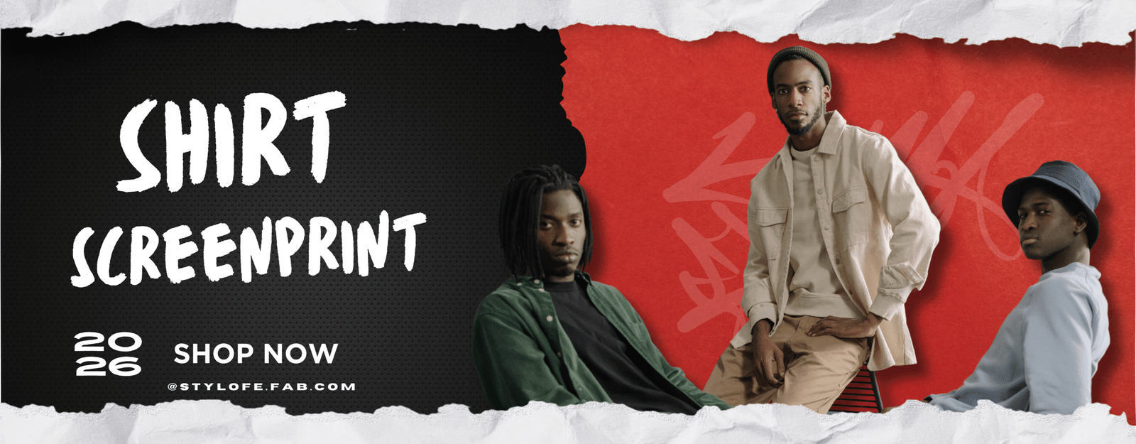 Red & White Minimalist T-Shirt Screen Print Promotion Banner (1024 x 400 mm) (2)