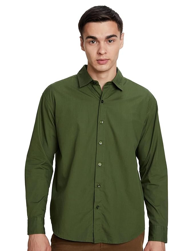 Shirts, Symbol Men's Solid Oversized Cotton Casual Shirt | Plain | Full Sleeve (Available in Plus Size) - green