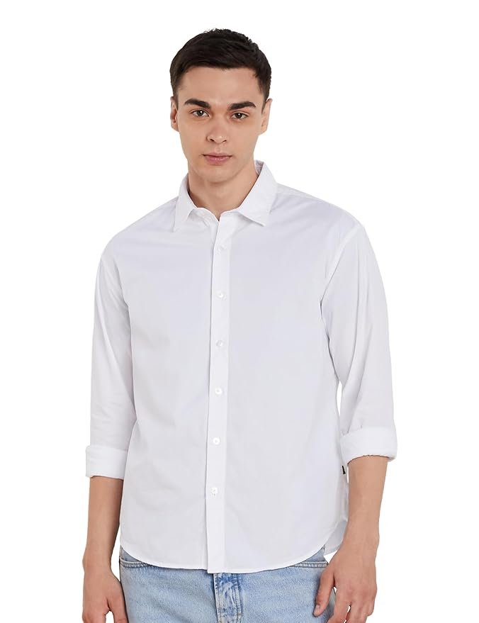 Shirts, Symbol Men's Solid Oversized Cotton Casual Shirt | Plain | Full Sleeve (Available in Plus Size) - white